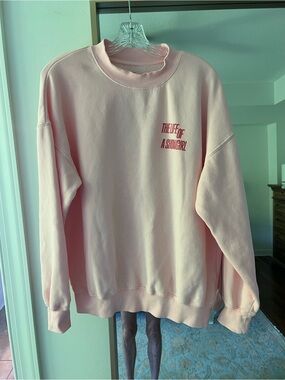 Taylor Swift Light Pink Crewneck Sweatshirt with Red Graphic